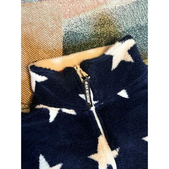 Black Mountain USA Flag Patriotic Fleece Jacket Large Full Zip Red White Blue - Picture 3 of 5